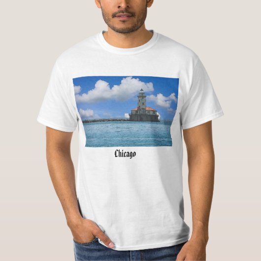Chicago Harbour Lighthouse Painterly T-shirt (Voorkant)