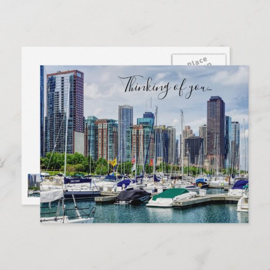 Chicago Harbour Penser À Vous Carte Postale (Devant / Derrière)