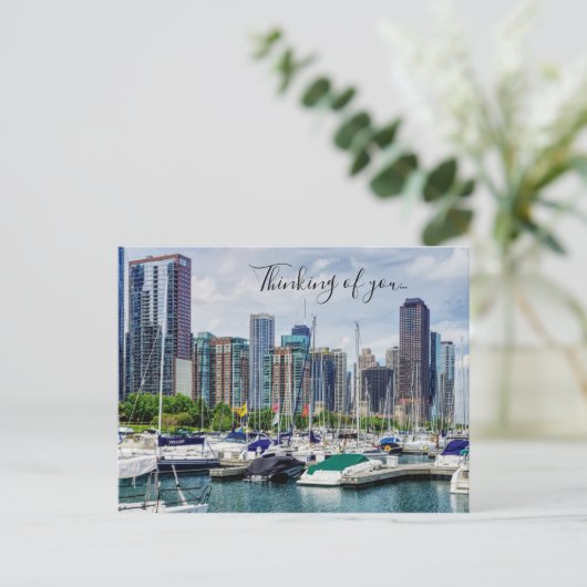 Chicago Harbour Penser À Vous Carte Postale (Debout devant)