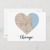Chicago hartkaart briefkaart (Voorkant / Achterkant)