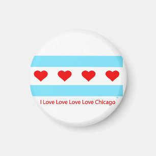 Chicago Heart Flag - I Love x 4 Chi Round Magnet Magneet