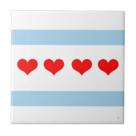 Chicago Heart Flag Tile Tegeltje