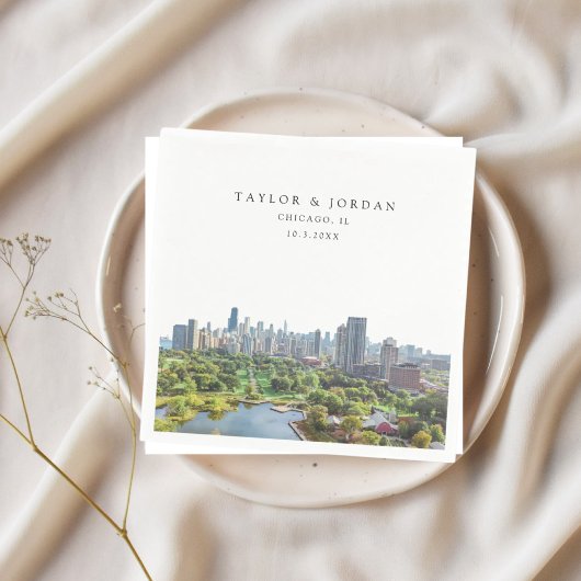 Chicago Huwelijk Custom Papier Cocktail Servet