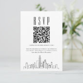 Chicago Huwelijk QR code RSVP Kaartje (Staand voorkant)