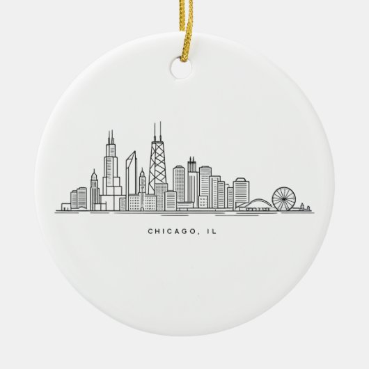 Chicago IL Cityscape Illustration Keramisch Ornament (Voorkant)