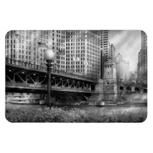 Chicago, IL - DuSable Bridge gebouwd in 1920 - BW Magneet
