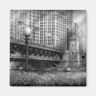 Chicago, IL - DuSable Bridge gebouwd in 1920 - BW Magneet