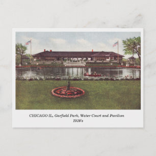 Chicago IL, Garfield Park, Water Court 1910s uitzi Briefkaart