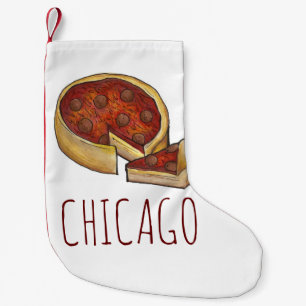 Chicago IL Illinois Deep Dish Pepperoni Pizza Pie Kleine Kerstsok