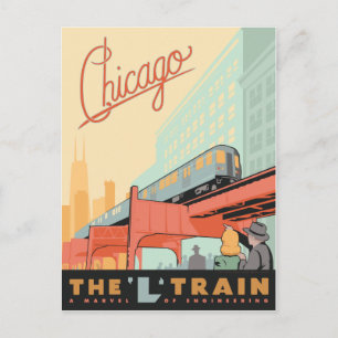 Chicago, IL-L-trein Briefkaart