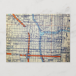 Chicago, IL Map Briefkaart