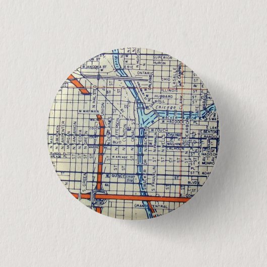Chicago, IL Map Ronde Button 3,2 Cm (Voorkant)