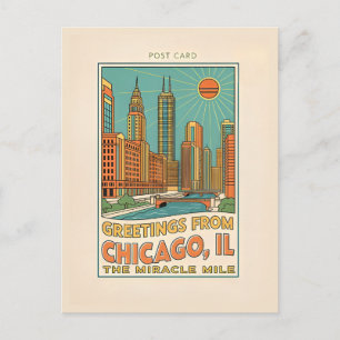 Chicago IL Miracle Mile Retro Briefkaart
