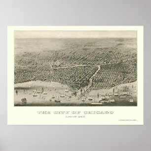 Chicago, IL Panorama Map - 1860 Poster