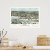 Chicago, IL Panorama Map - 1868 Poster (Keuken)