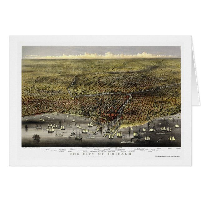 Chicago, IL Panorama Map - 1874 (Voorkant Horizontaal)