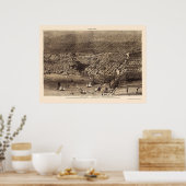 Chicago, IL Panorama Map - 1874 Poster (Keuken)