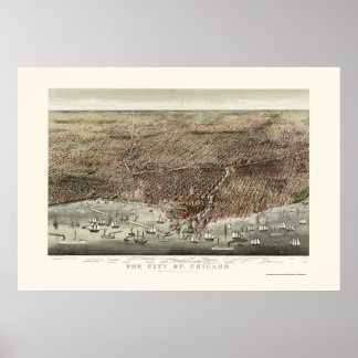 Chicago, IL Panorama Map - 1892b Poster