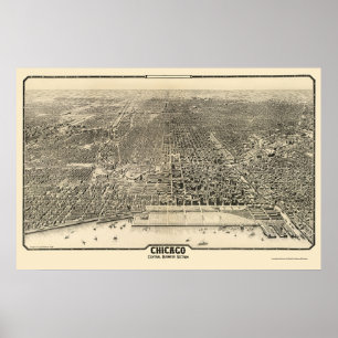 Chicago, IL Panorama Map - 1916 Poster