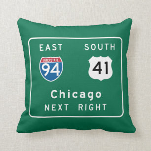 Chicago, IL Road Sign Kussen