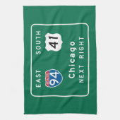 Chicago, IL Road Sign Theedoek (Verticaal)