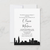 Chicago Il Skyline Cityscape Wedding Invitation Kaart (Voorkant)
