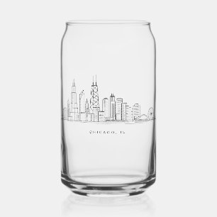 Chicago IL Stadsgezicht Illustratie Blikvorm Glas