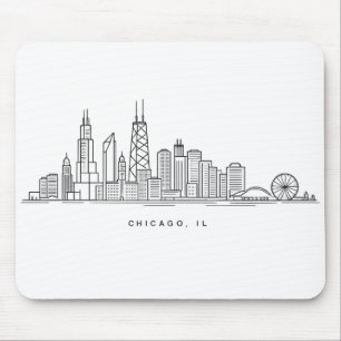 Chicago IL Stadsgezicht Illustratie Muismat