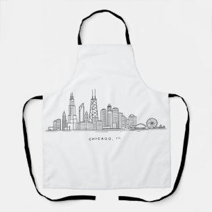 Chicago IL Stadsgezicht Illustratie Schort
