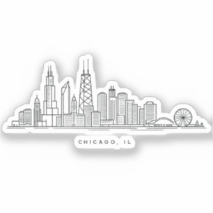 Chicago IL Stadsgezicht Illustratie Sticker