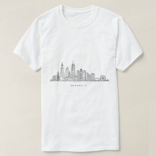 Chicago IL Stadsgezicht Illustratie T-shirt