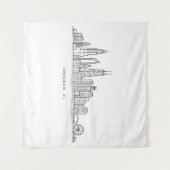 Chicago IL Stadsgezicht Illustratie Wandkleed (Voorkant (horizontaal))