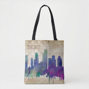 Chicago, IL Waterverf City Skyline Draagtas