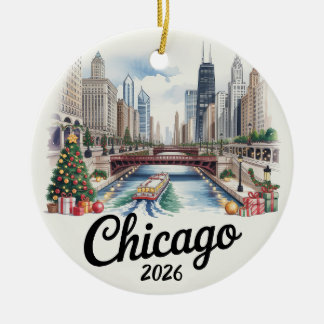 Chicago Illinois 2026 Kerst Ornament Reis Gi