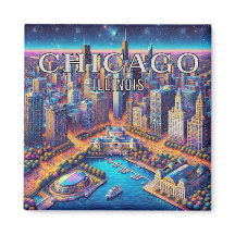 Chicago Illinois 3 Souvenir Koelkastmagneet
