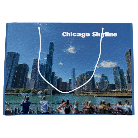 Chicago, Illinois Abstract Skyline Groot Cadeauzakje (Voorkant)