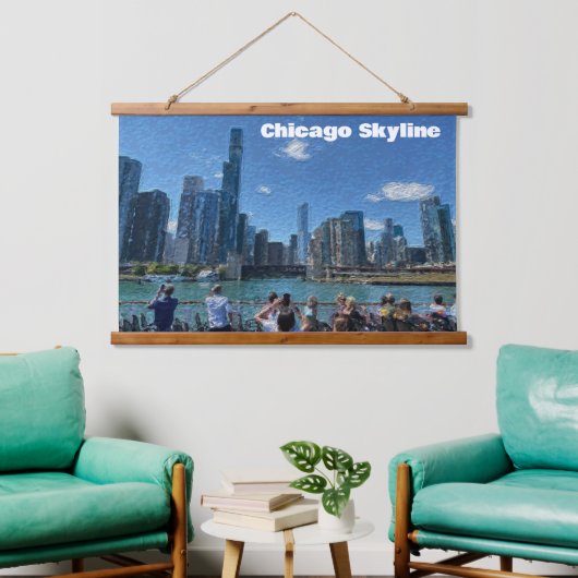 Chicago, Illinois Abstract Skyline Hangend Wandkleed (Woonkamer)