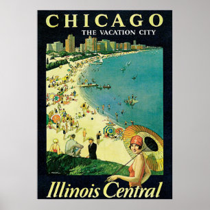 Chicago, Illinois America Vintage Travel Poster