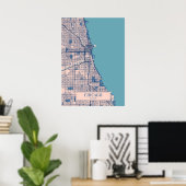 Chicago - Illinois Breezy City Map Poster (Thuiskantoor)