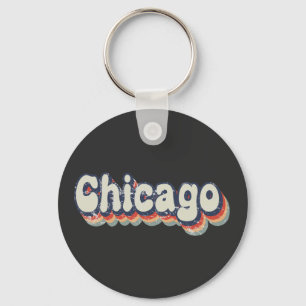 Chicago Illinois Chrome City Klassieke Kunst Sleutelhanger