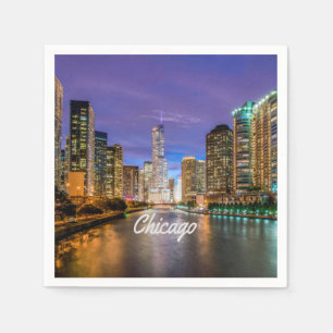 Chicago Illinois City bij nacht Servet