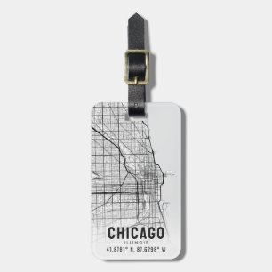 Chicago, Illinois City Map Topography Bagagelabel