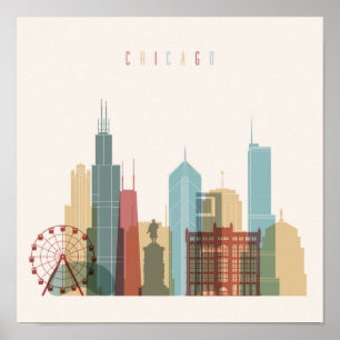 Chicago, Illinois City Skyline Poster