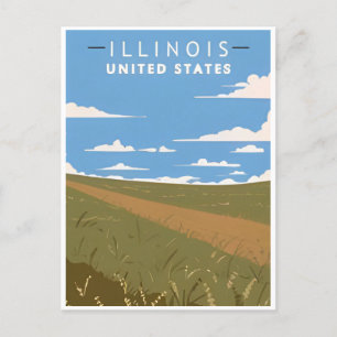 Chicago Illinois City Skyline Retro Reizen Briefkaart