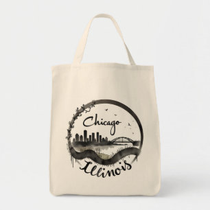 Chicago Illinois City Skyline Retro Reizen Tote Bag