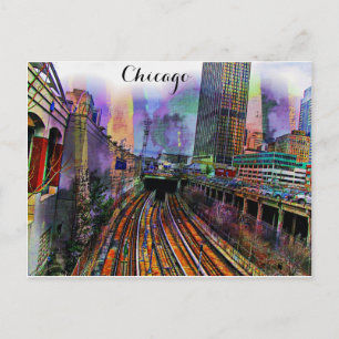Chicago Illinois Colorful Abstract City Briefkaart
