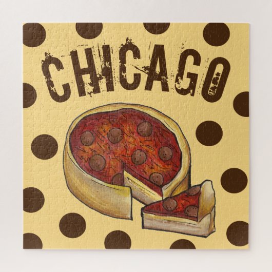 Chicago Illinois Deep Dish Pepperoni Pizza Legpuzzel (Verticaal)