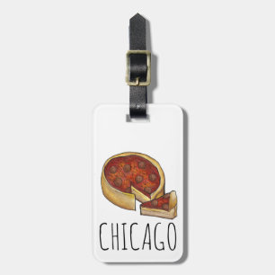 Chicago Illinois Deep Dish Pepperoni Pizza Pie Bagagelabel