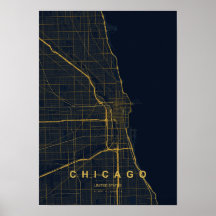 Chicago Illinois gestileerde kaartprint | Modern h