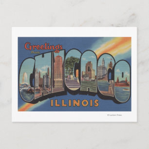 Chicago, Illinois - Grote Letter-scènes Briefkaart